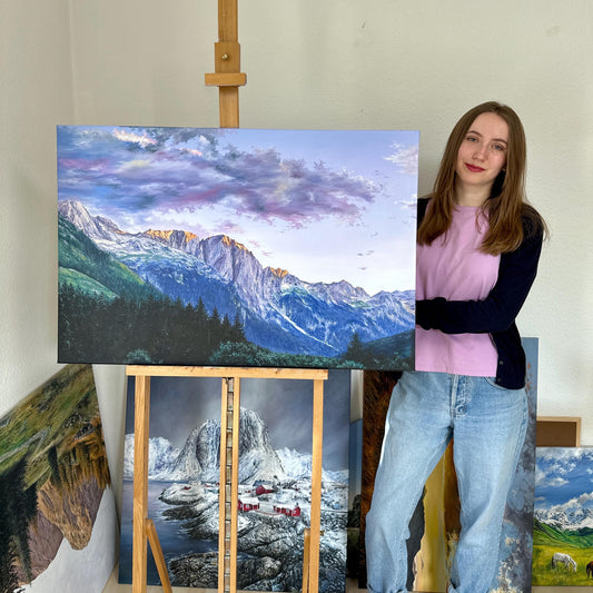 "Albanian Mountains" oil painting