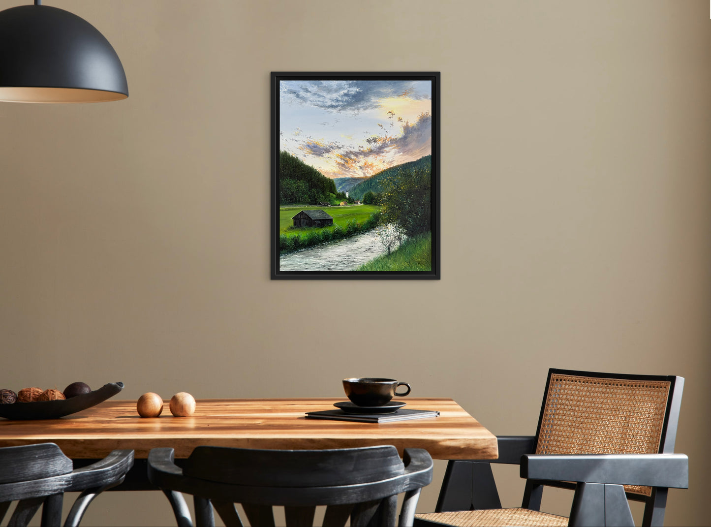 "Cabin in Austrian Village" oil painting