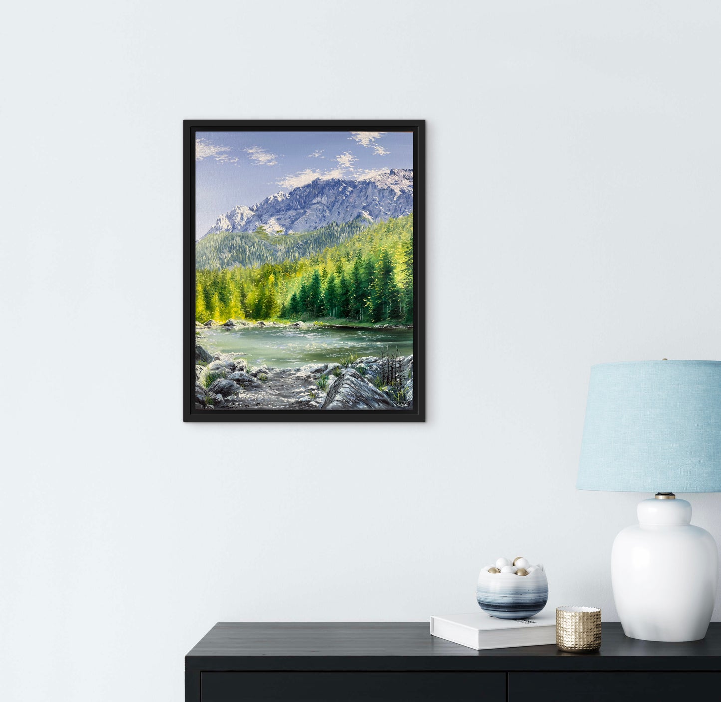 “Eibsee with Alps” oil painting