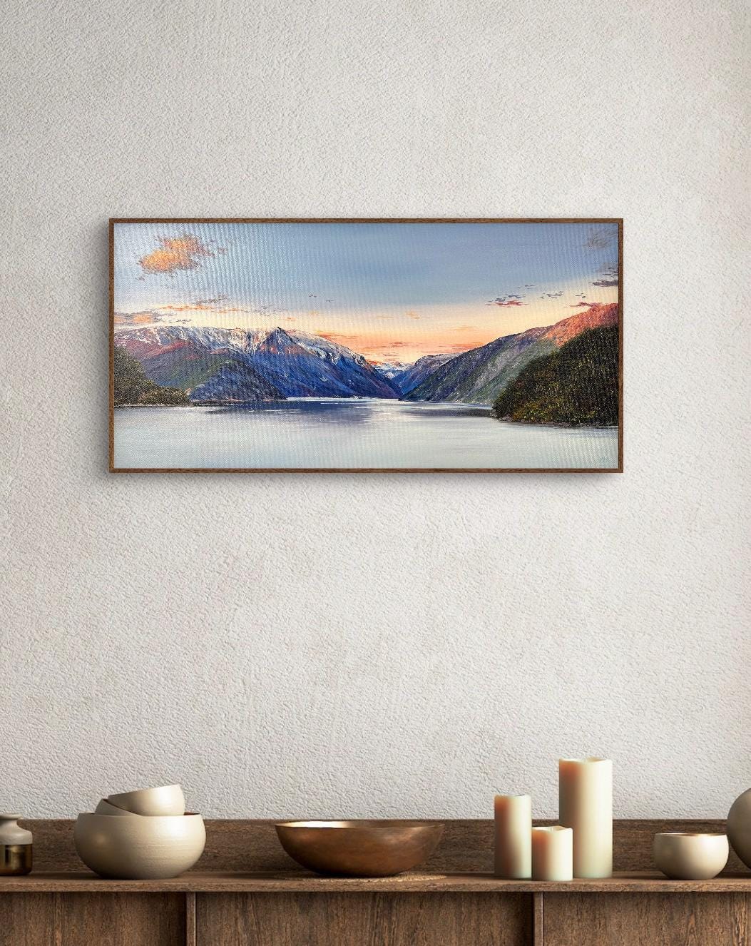 "Norwegian fjord" oil painting