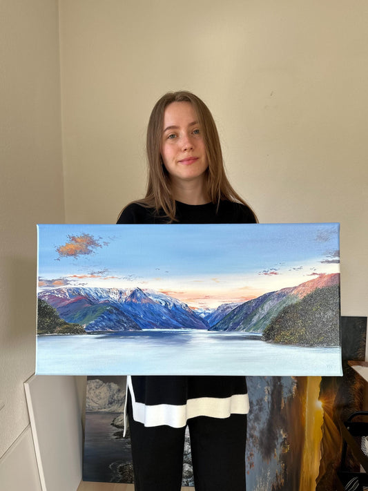 "Norwegian fjord" oil painting