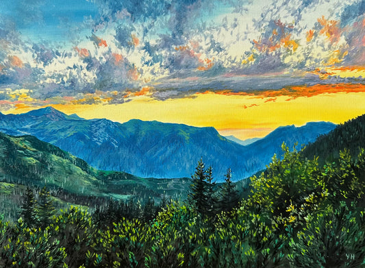 “Sunset in the Tatra Mountains” oil painting