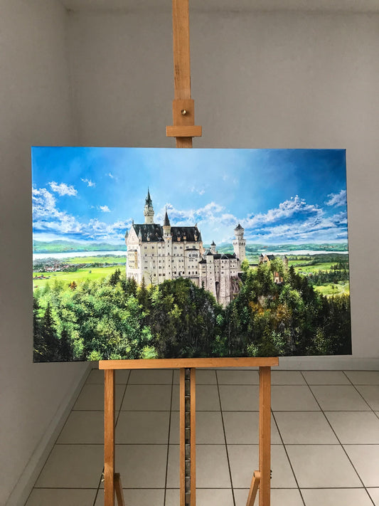 "Neuschwanstein Castle" acrylic painting