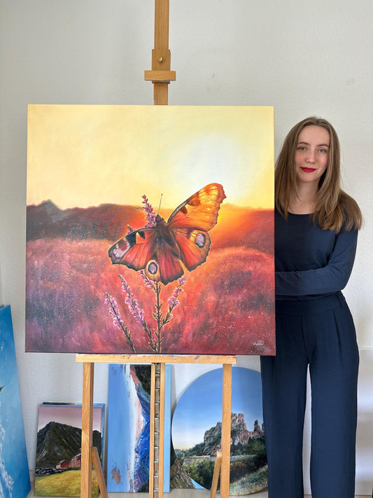 "Butterfly in Lüneburger Heide" oil painting