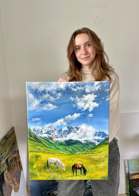 "Georgian Mountains" oil painting