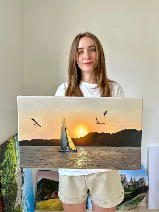 "Sunset over the Red Sea" oil painting
