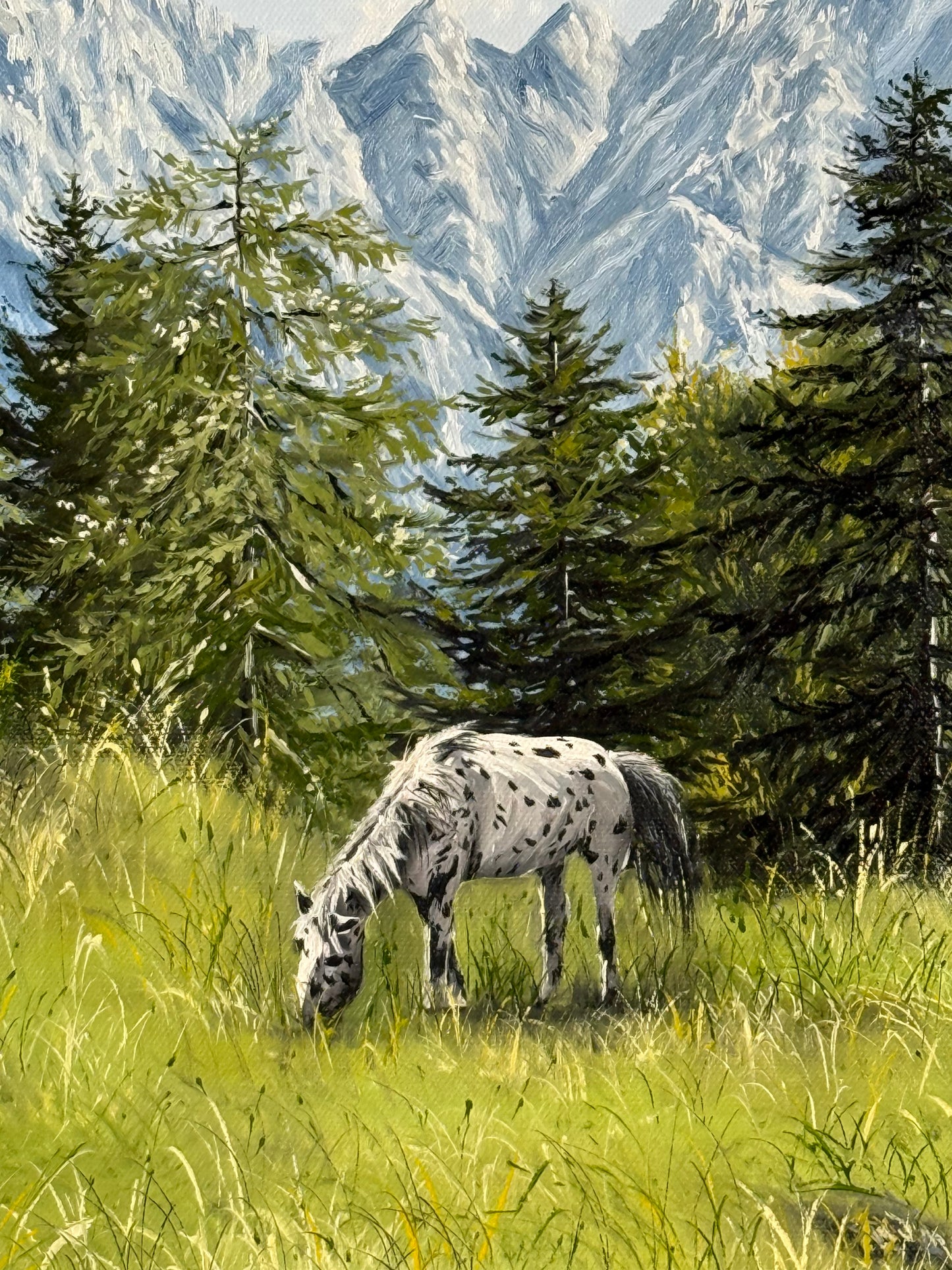 “Horses beneath Alpspitze” oil painting