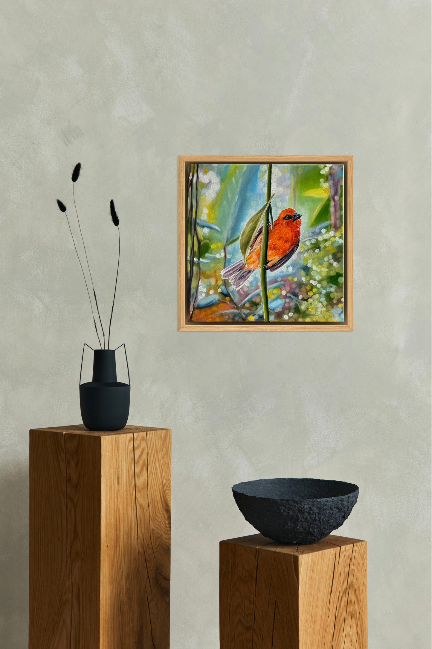 “Red Fody” oil painting