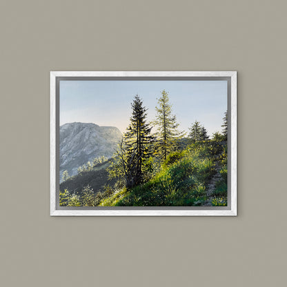 "First Light Above the Berchtesgaden Alps" oil painting