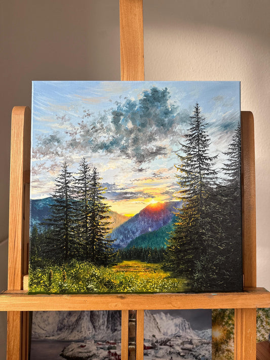 "Sunset in Tatra National Park" oil painting