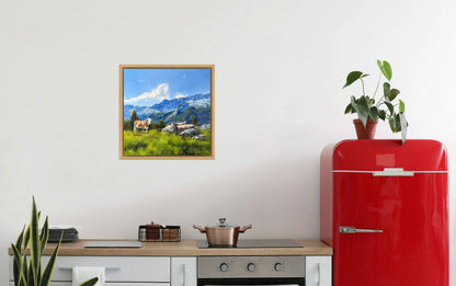 “Cows in the Italian Alps” oil painting