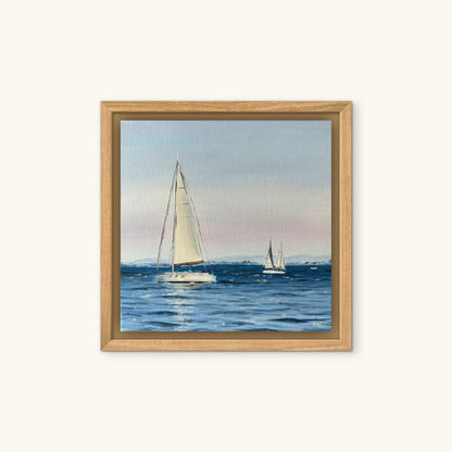 "Lisbon Sailboats" oil painting