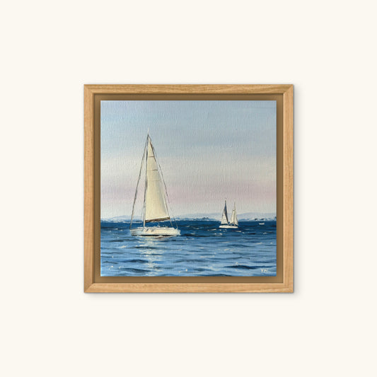 "Lisbon Sailboats" oil painting