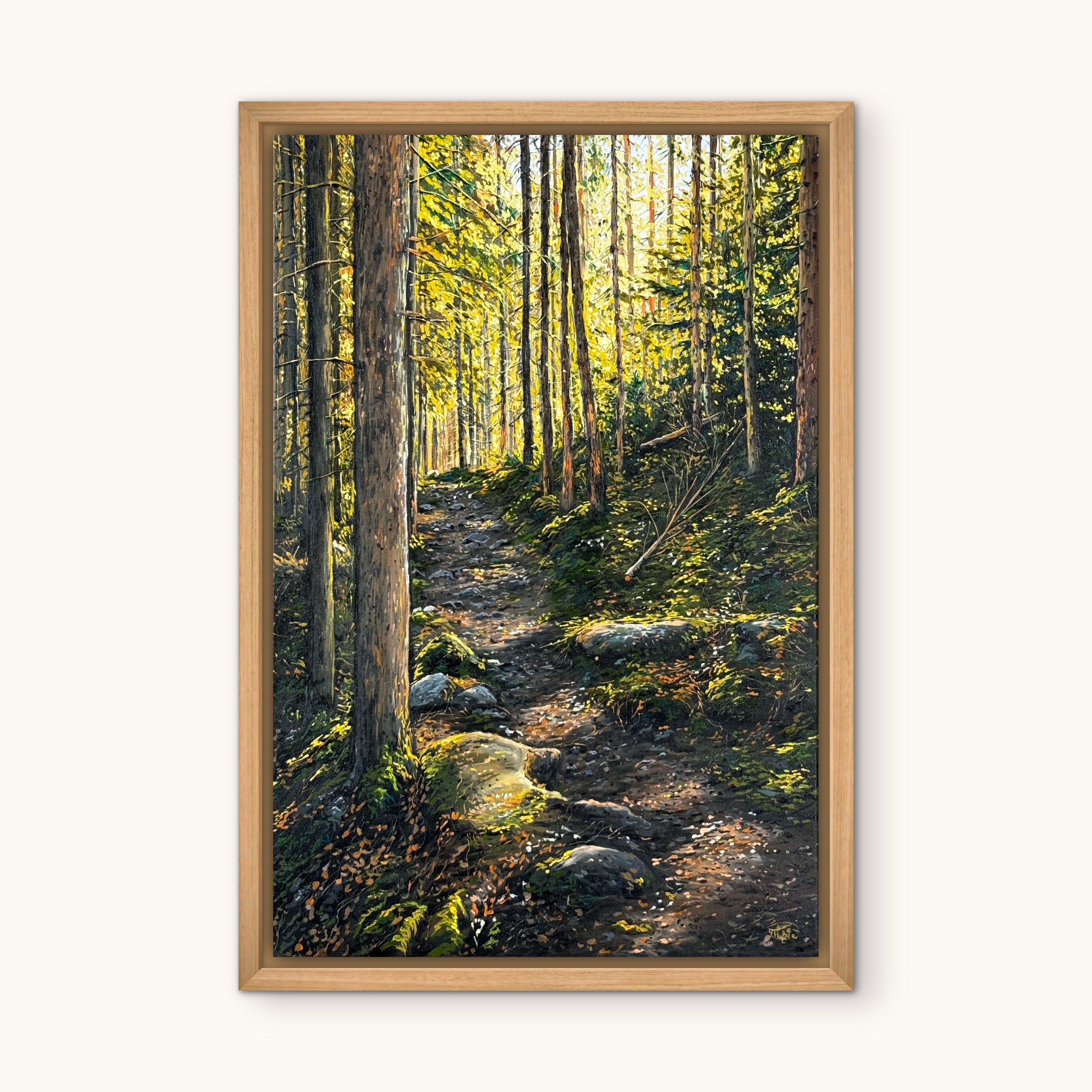 【F15号】分光 油画 原画 oil paintings Sunlit Forest” oil painting – Yuliia Halata Art