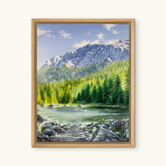“Eibsee with Alps” oil painting