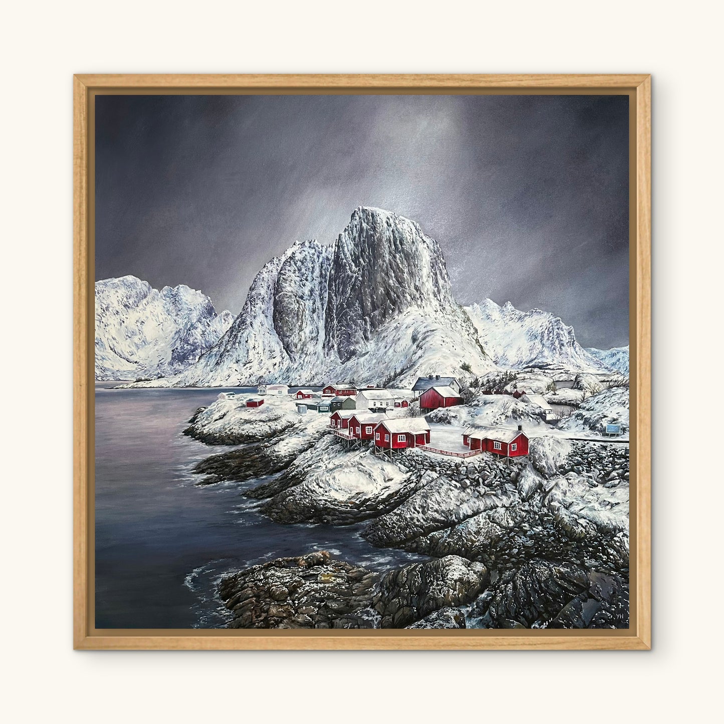 "Snowy Lofoten" oil painting