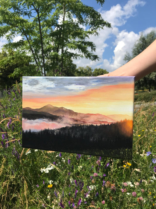 "Sunrise over the mountains"