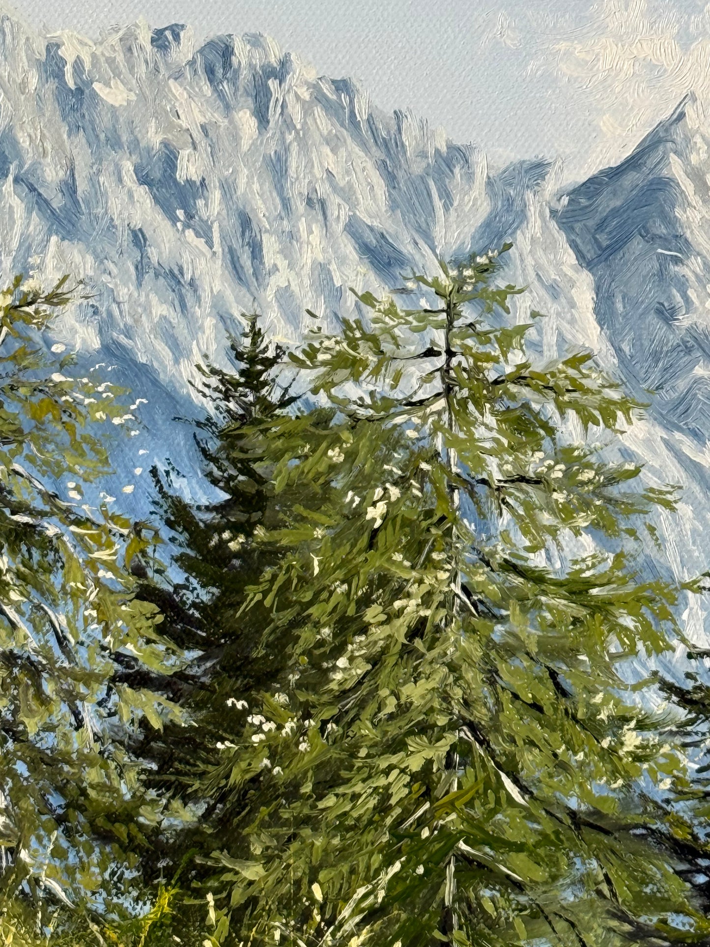 “Horses beneath Alpspitze” oil painting