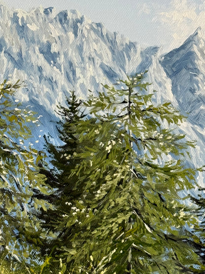 “Horses beneath Alpspitze” oil painting