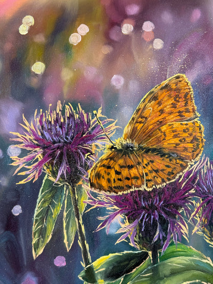 “Among the Blooms” oil painting