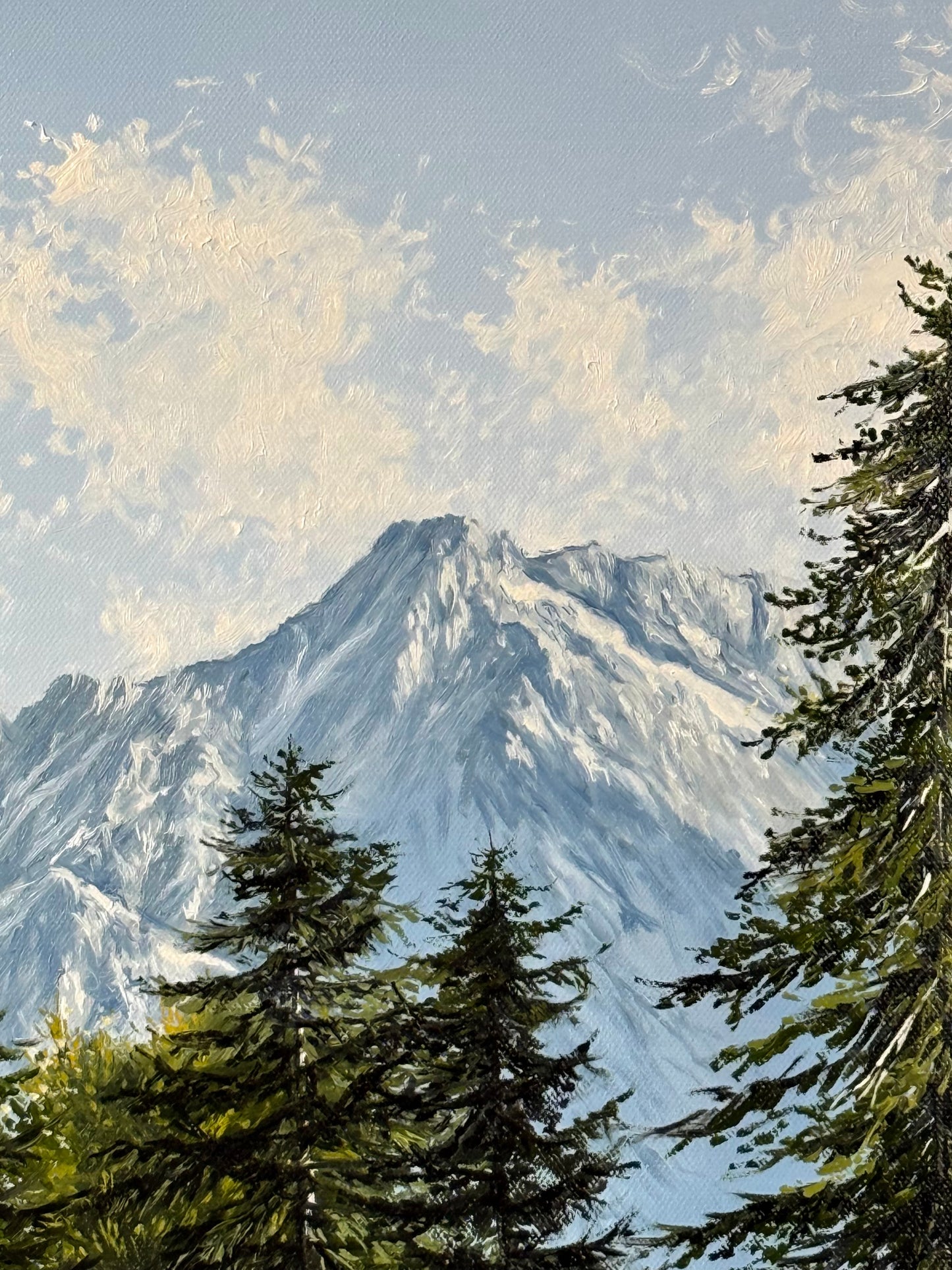 “Horses beneath Alpspitze” oil painting
