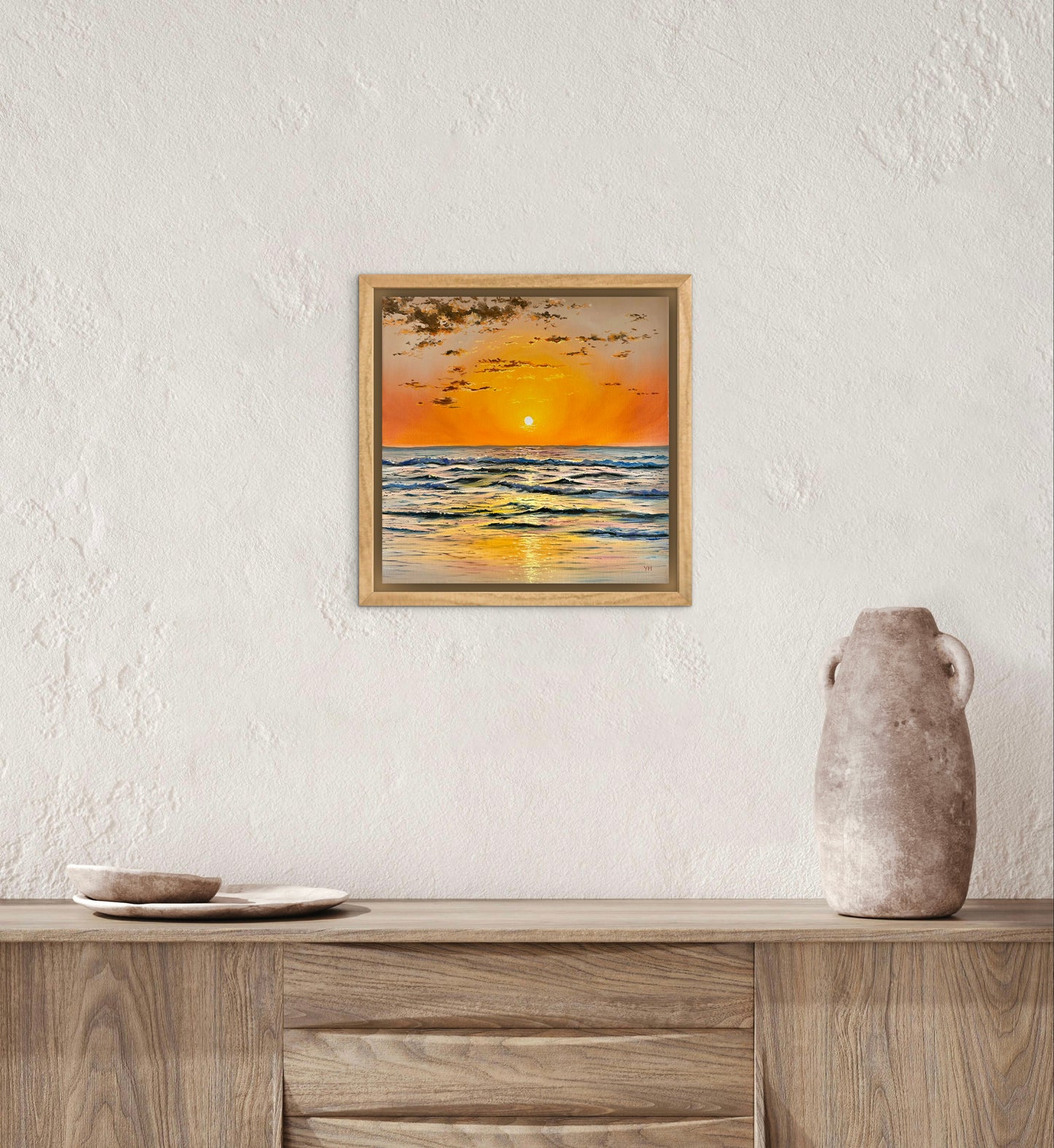 "Sunset over Praia da Adraga" oil painting