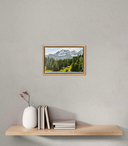 "Geroldsee Lake in German Mountains" acrylic painting