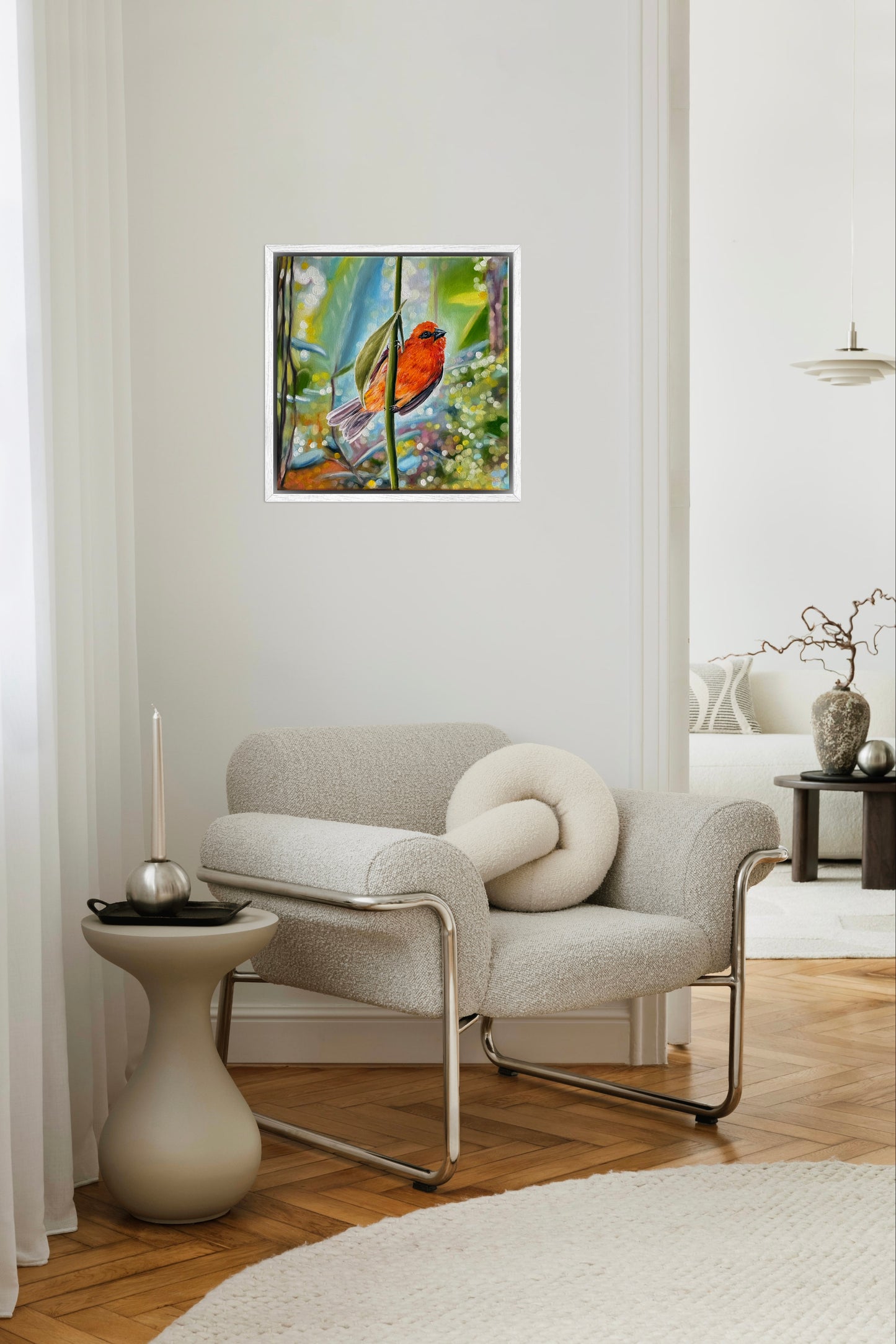 “Red Fody” oil painting