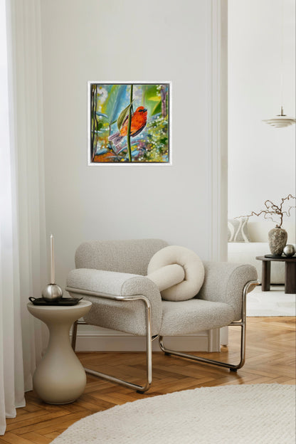 “Red Fody” oil painting