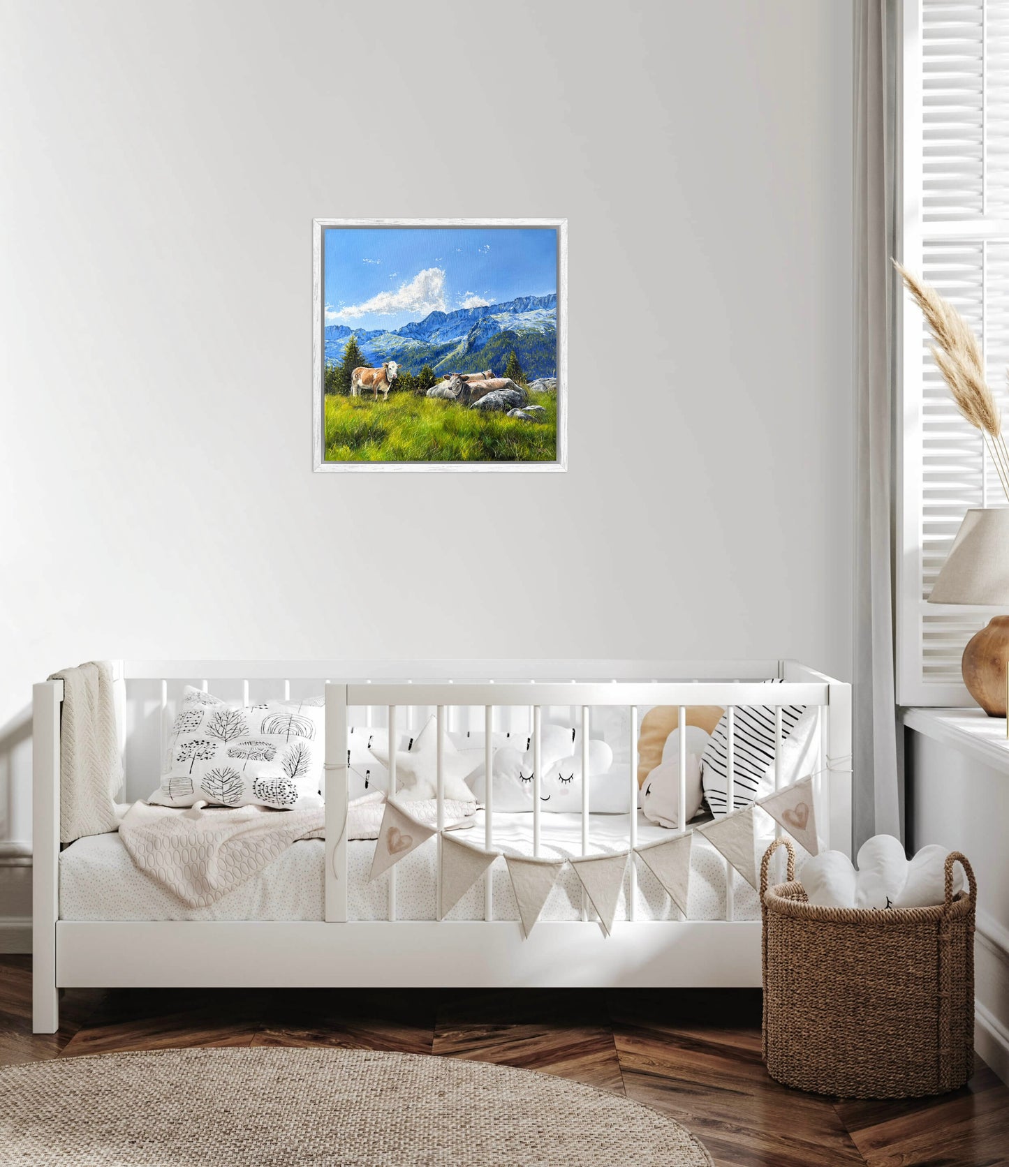 “Cows in the Italian Alps” oil painting