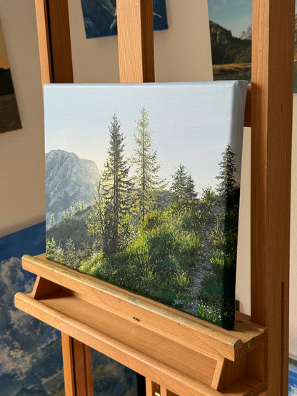 "First Light Above the Berchtesgaden Alps" oil painting