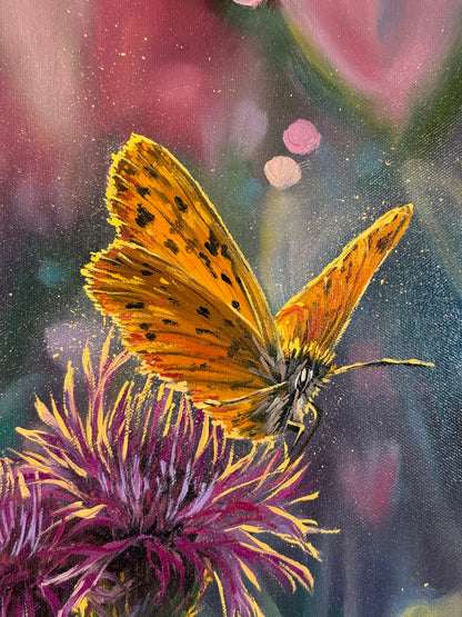 “Among the Blooms” oil painting
