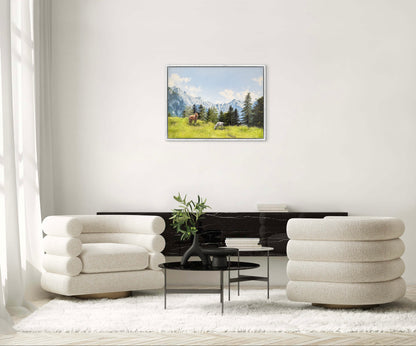 “Horses beneath Alpspitze” oil painting