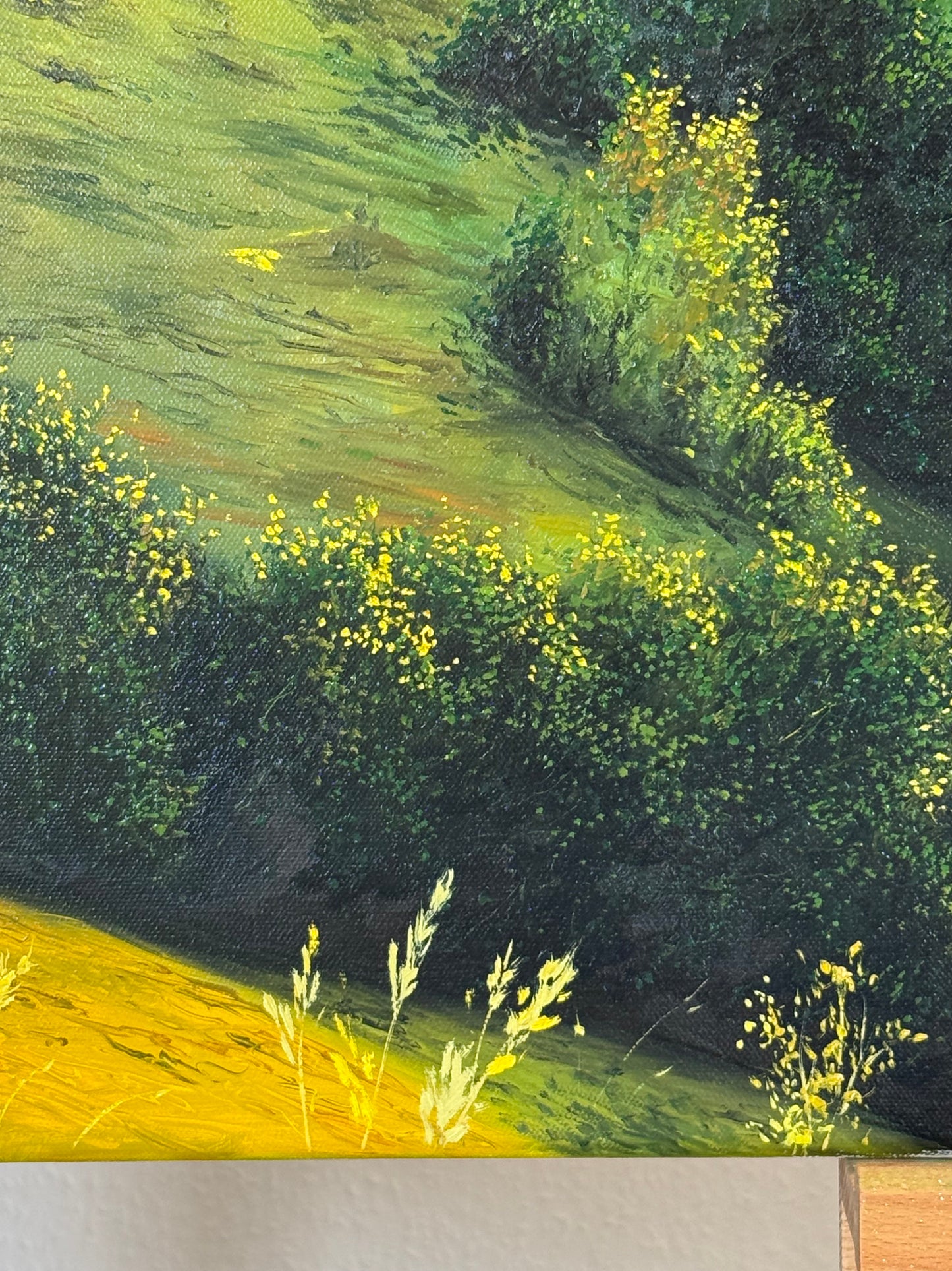 “Sunset Beyond the Mountains” oil painting