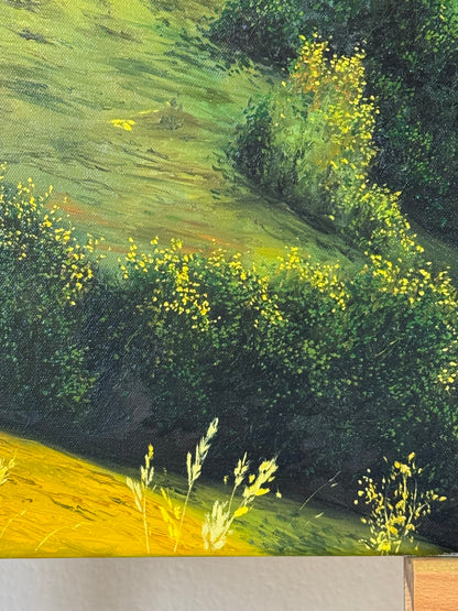 “Sunset Beyond the Mountains” oil painting