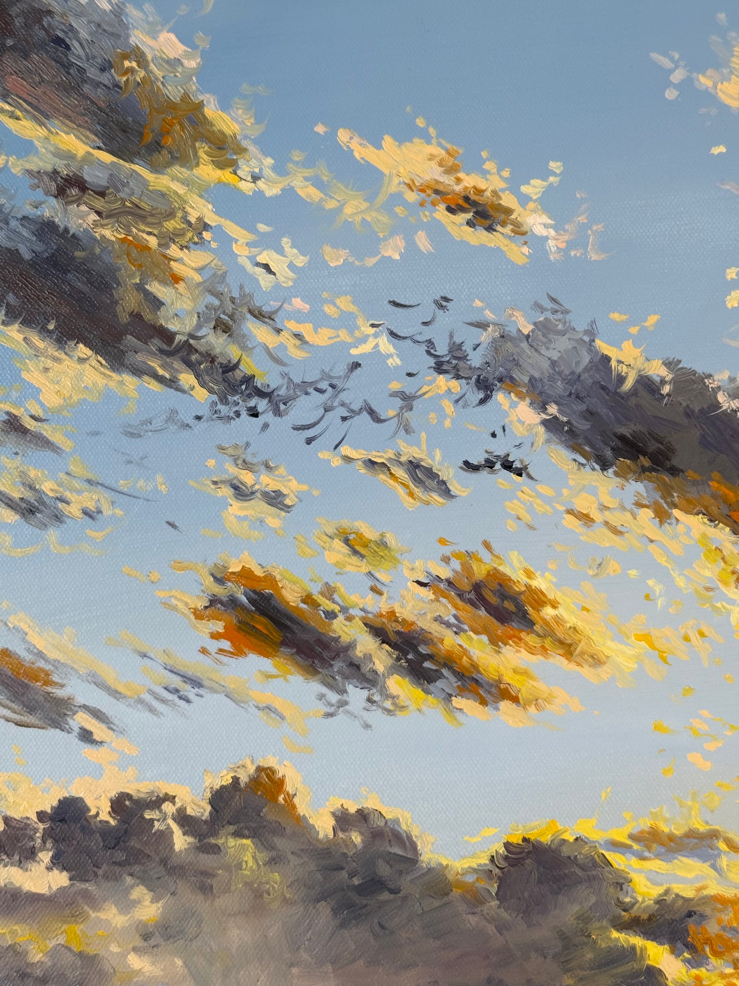 “Sunset Beyond the Mountains” oil painting
