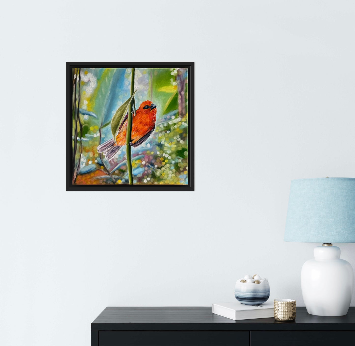 “Red Fody” oil painting