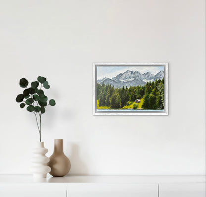"Geroldsee Lake in German Mountains" acrylic painting