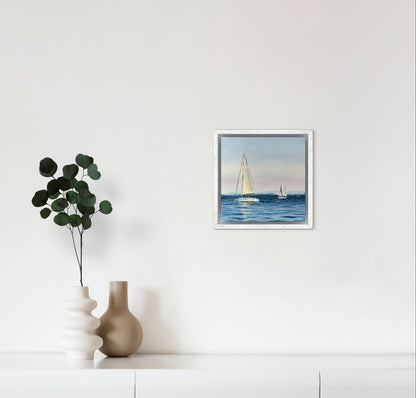 "Lisbon Sailboats" oil painting