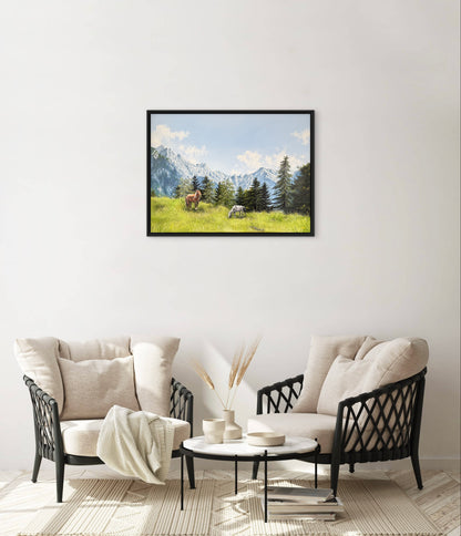 “Horses beneath Alpspitze” oil painting