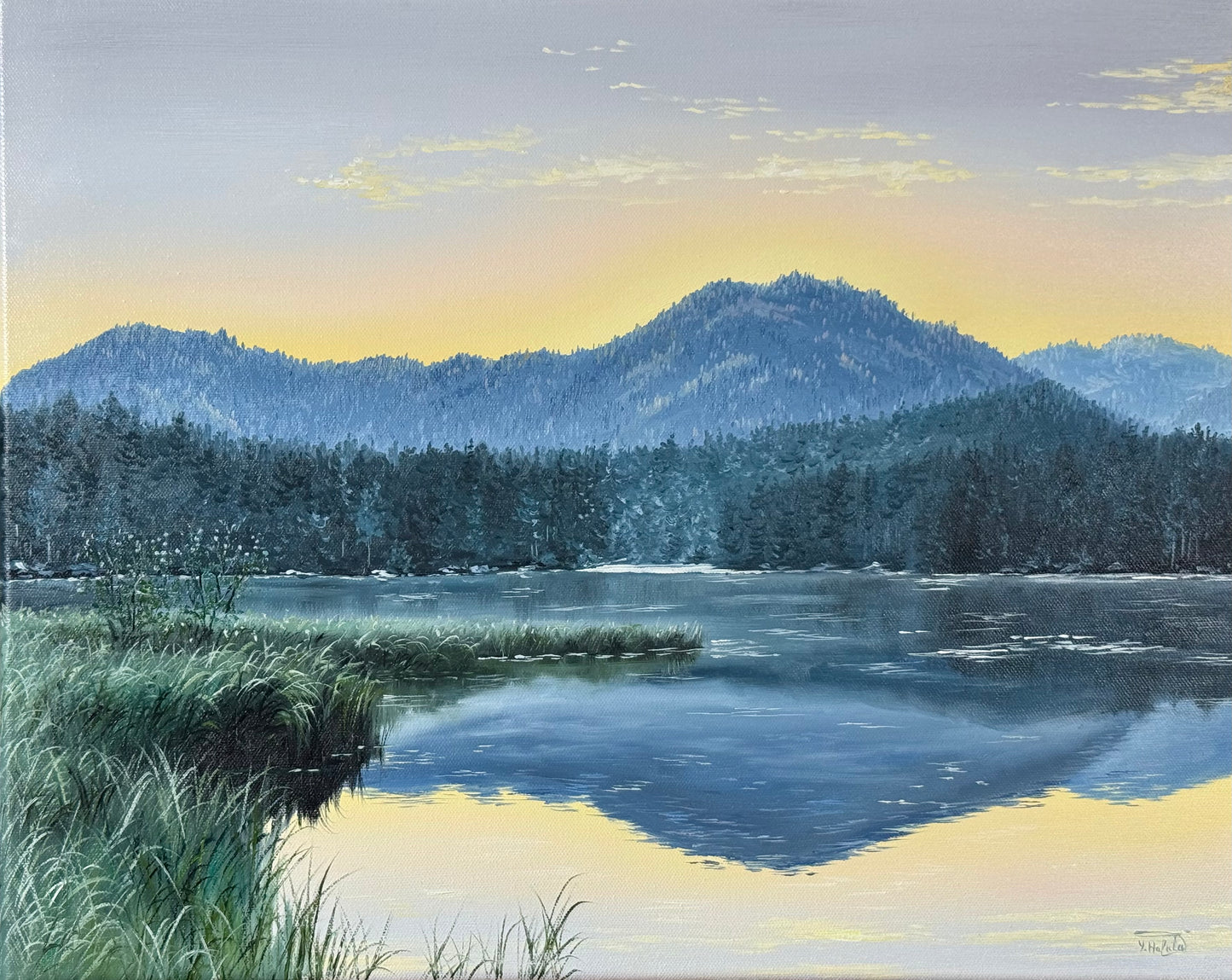 “Morning at Hintersee” oil painting