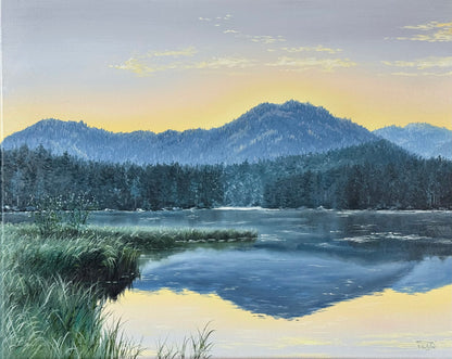 “Morning at Hintersee” oil painting