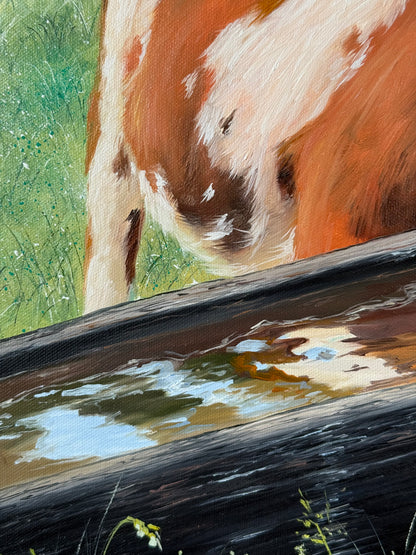 "Alpine Calves" oil painting