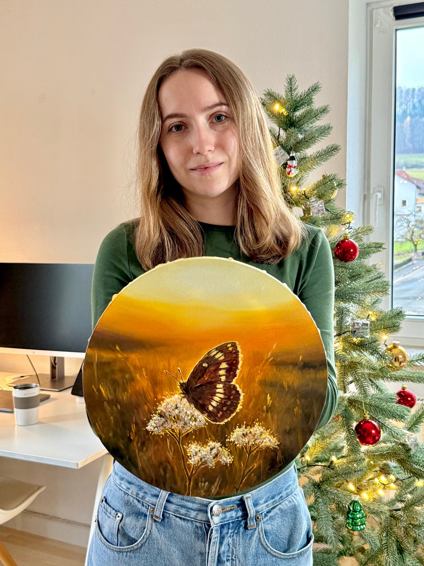 “Sunlit Bloom and Butterfly”