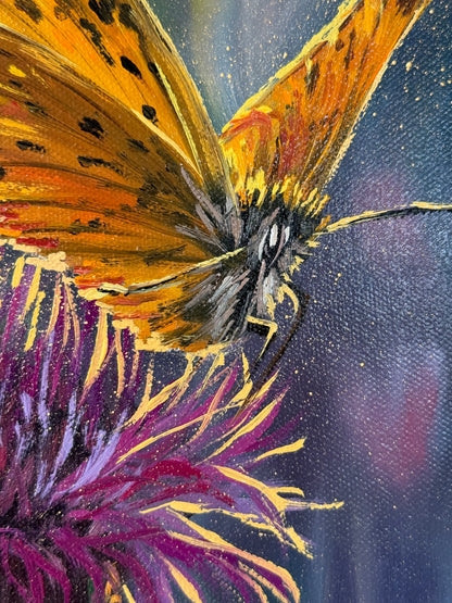 “Among the Blooms” oil painting