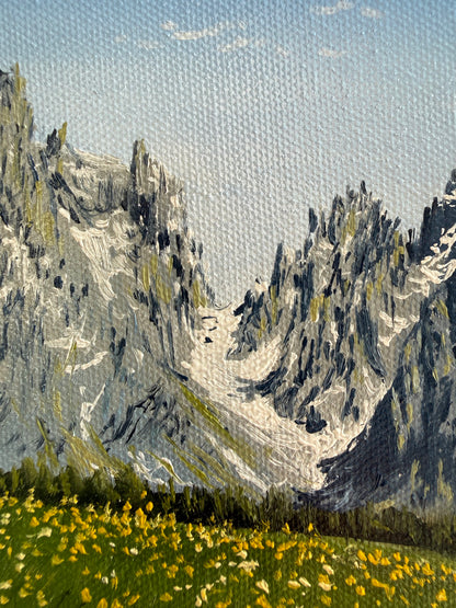 "Flowered Meadow of Seiser Alm" oil painting
