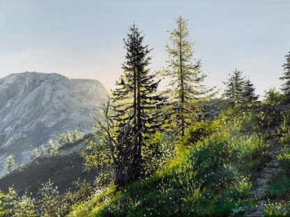 "First Light Above the Berchtesgaden Alps" oil painting