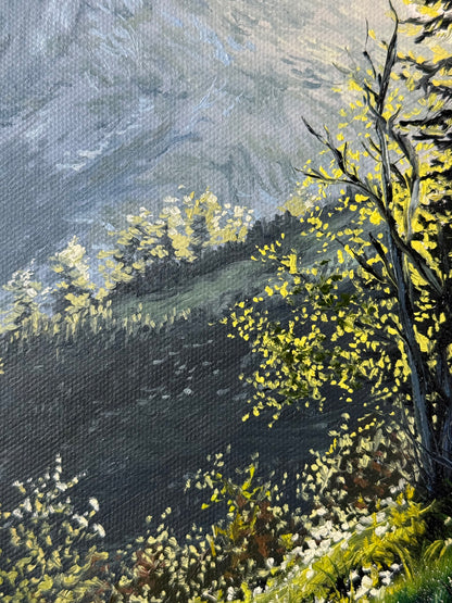 "First Light Above the Berchtesgaden Alps" oil painting