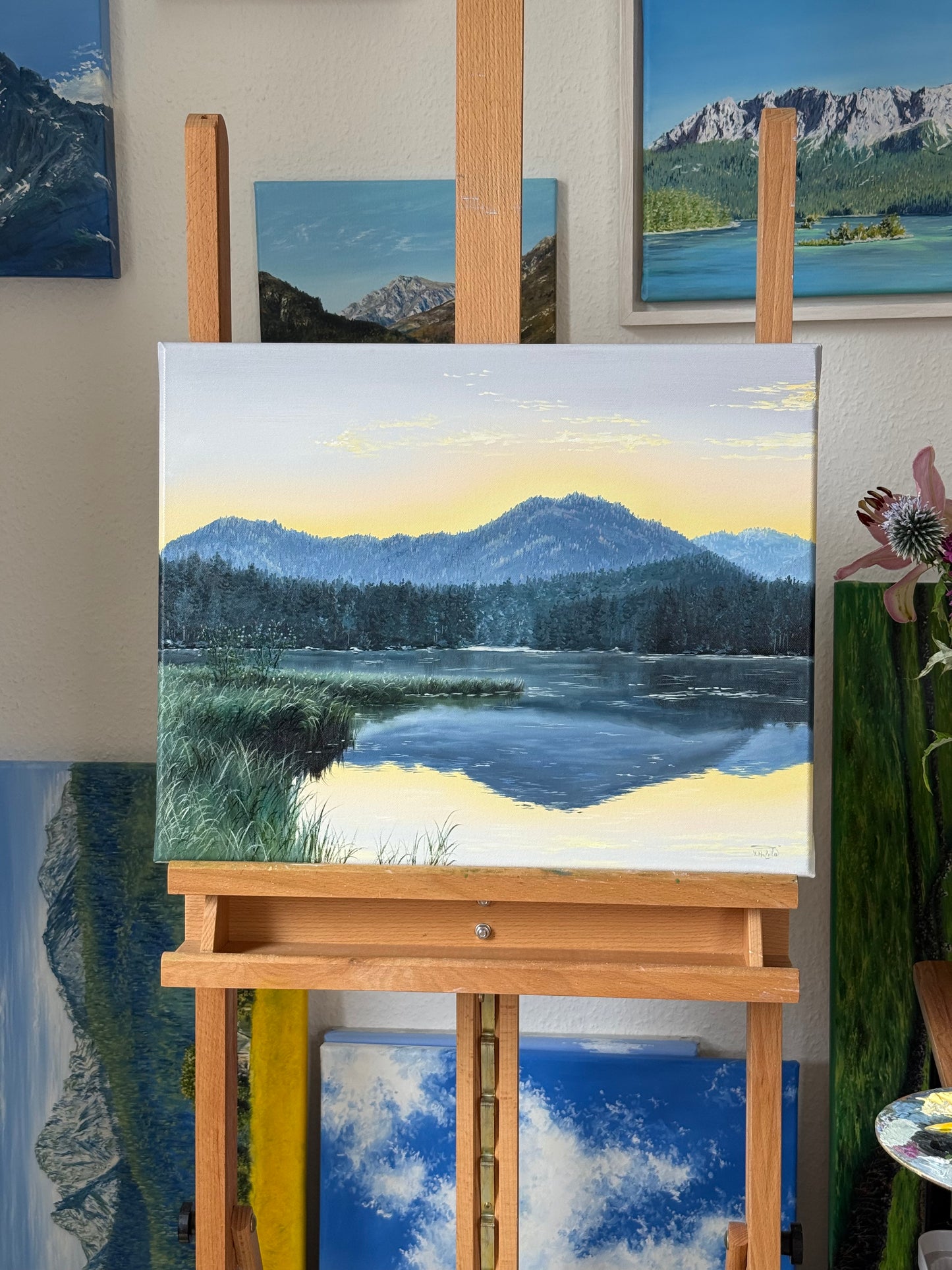 “Morning at Hintersee” oil painting