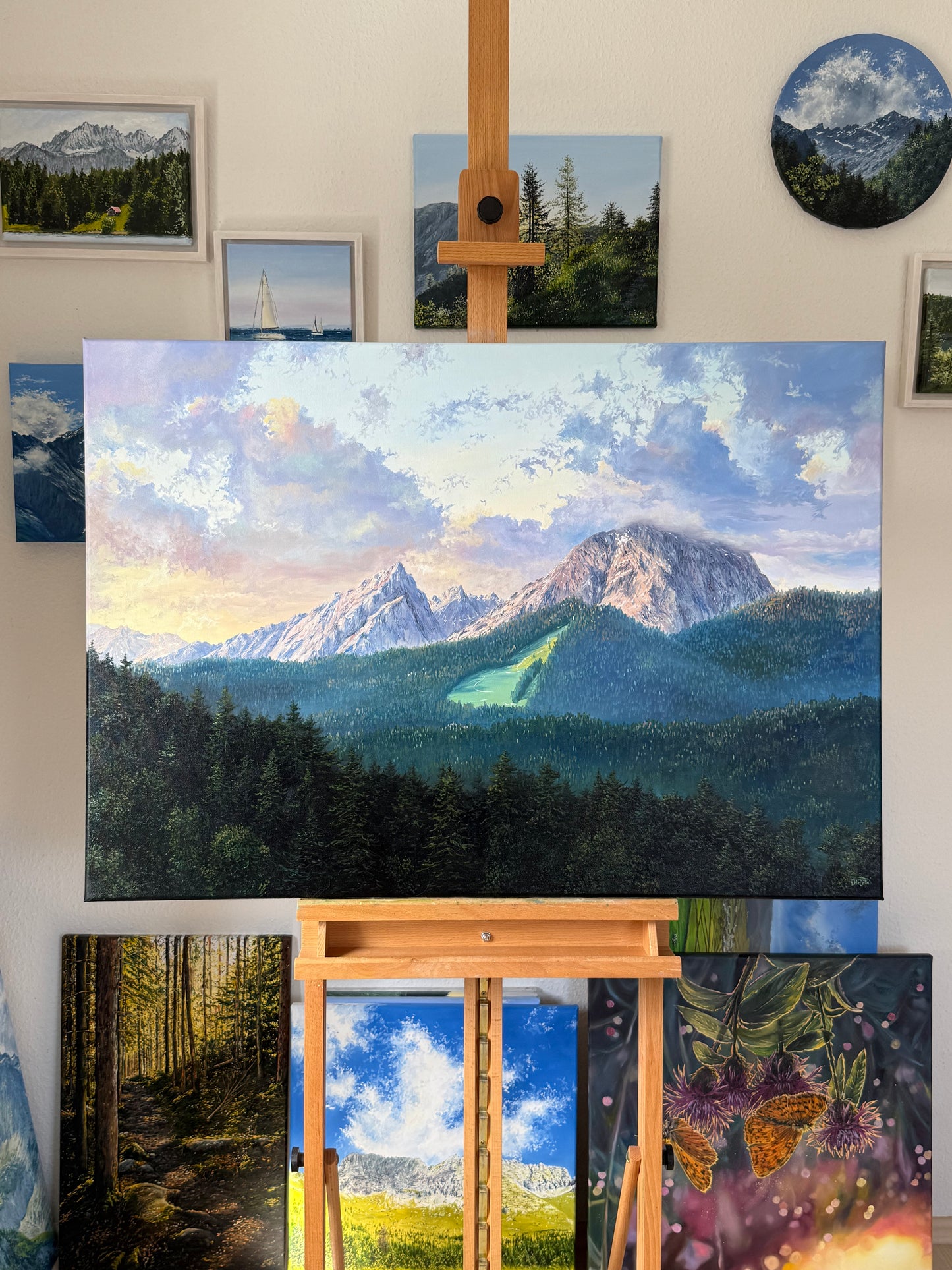 "Sonnenaufgang über dem Watzmann" Ölgemälde